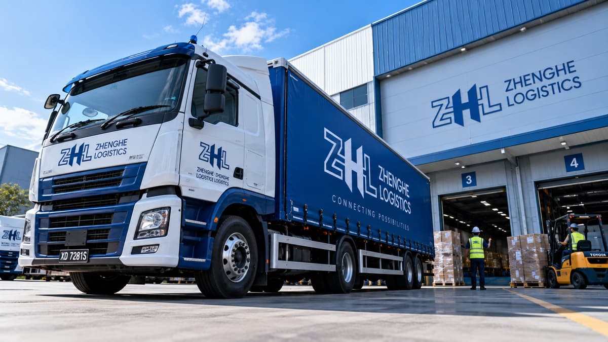 A Zhenghe Logistics truck at the loading dock of its warehouse
